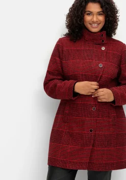 Karierte Jacke in Wolloptik und leichter A-Linie