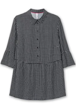 Karierte Tunika mit Volants und 3/4-Ärmeln