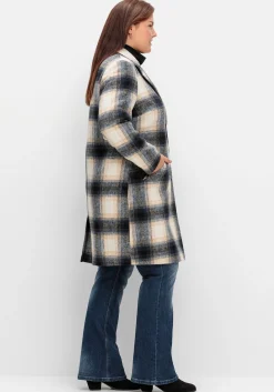 Karierter Kurzmantel mit Wolle
