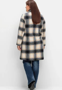 Karierter Kurzmantel mit Wolle