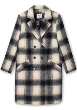 Karierter Kurzmantel mit Wolle