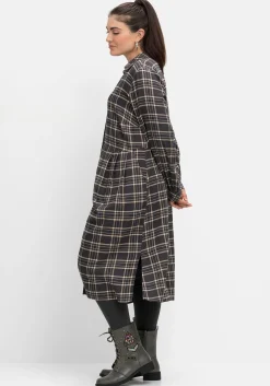 Kariertes Blusenkleid mit Taillennaht