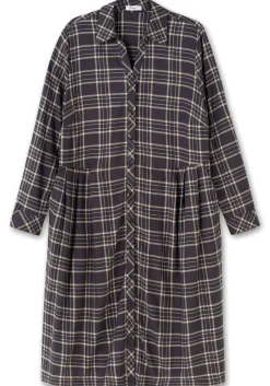 Kariertes Blusenkleid mit Taillennaht