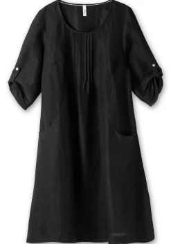 Kleid in A-Linie mit 3/4-Ärmeln, aus Leinen-Viskose-Mix