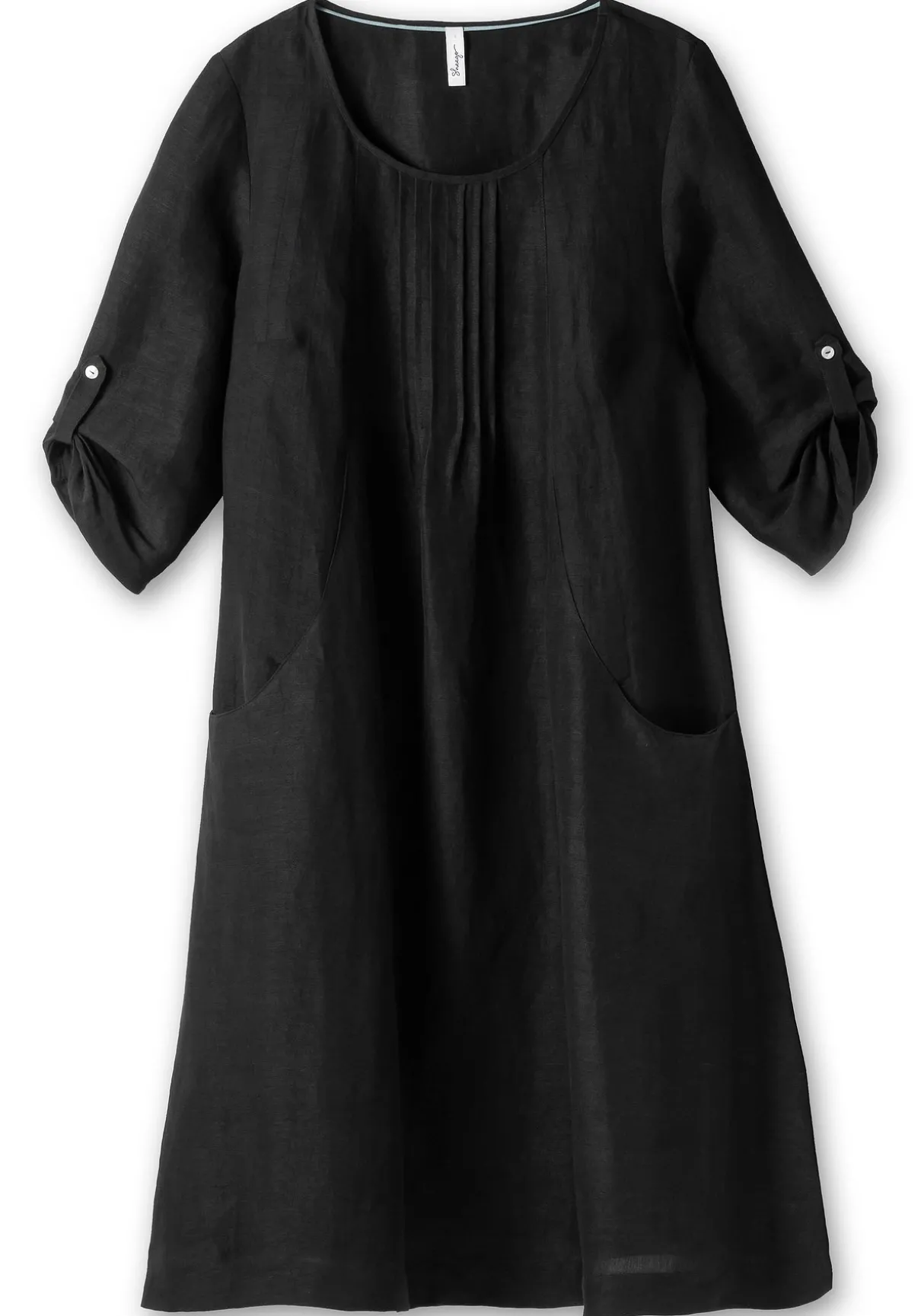 Kleid in A-Linie mit 3/4-Ärmeln, aus Leinen-Viskose-Mix