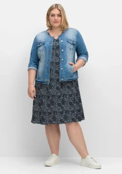 Kleid in leichter A-Linie, mit Punkte-Alloverprint