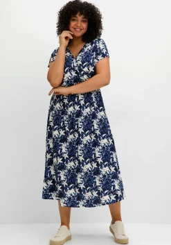 Kleid in Wickeloptik, mit Alloverdruck