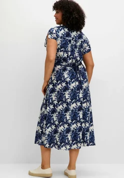 Kleid in Wickeloptik, mit Alloverdruck