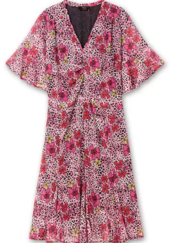 Kleid mit Blütenprint und Flügelärmeln