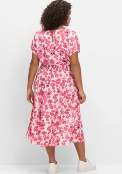 Kleid mit Blumenprint und Smokbund