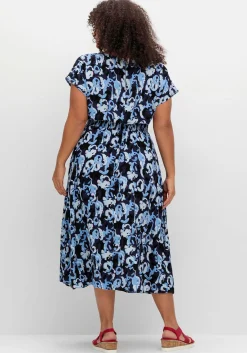 Kleid mit Blumenprint und Smokbund