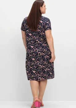 Kleid mit Knopfleiste und Blumendruck