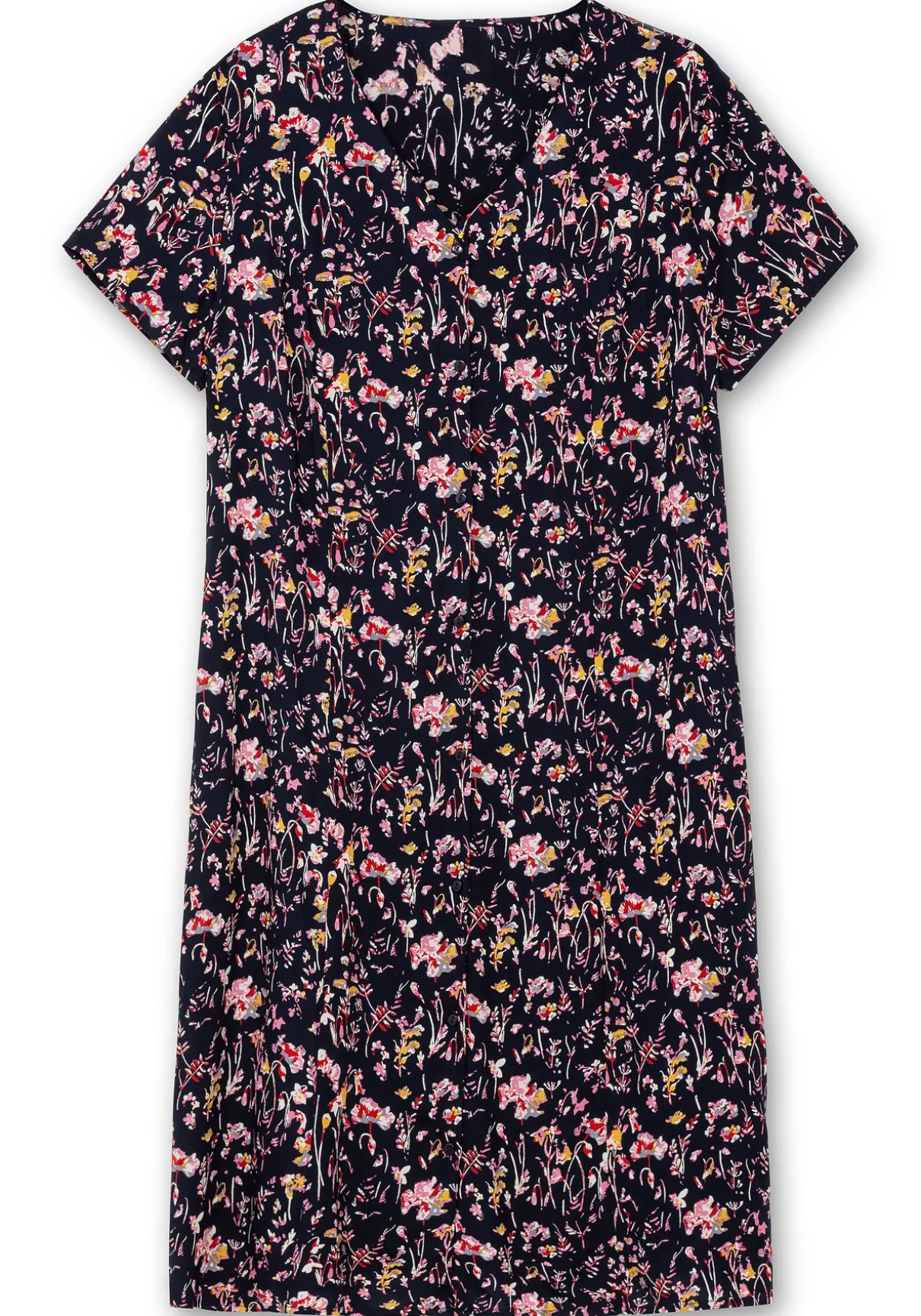 Kleid mit Knopfleiste und Blumendruck