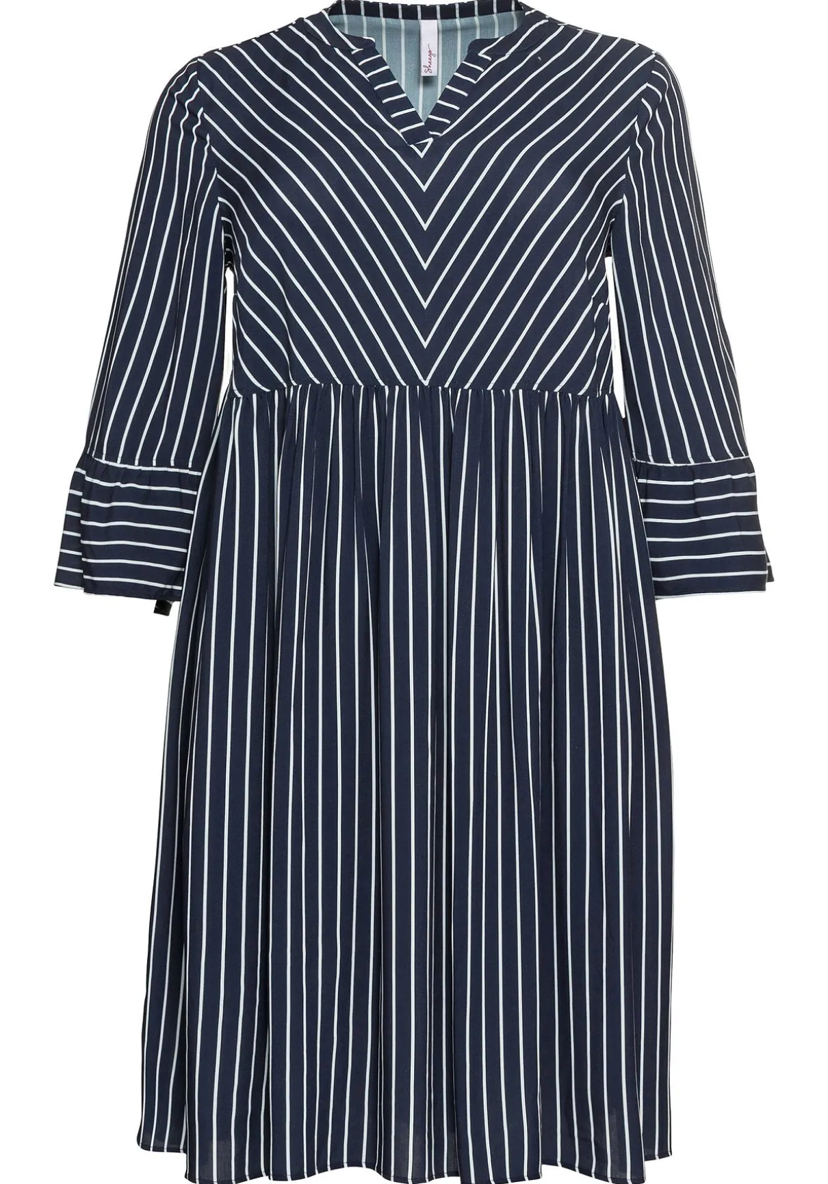 Kleid mit Streifen, weit schwingender Rock