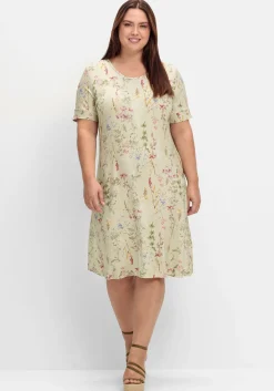 Knielanges Jerseykleid mit Blumenmuster