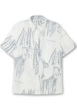 Kurzarmbluse mit Alloverdruck, aus Viskose