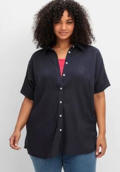 Kurzarmbluse mit überschnittenen Schultern