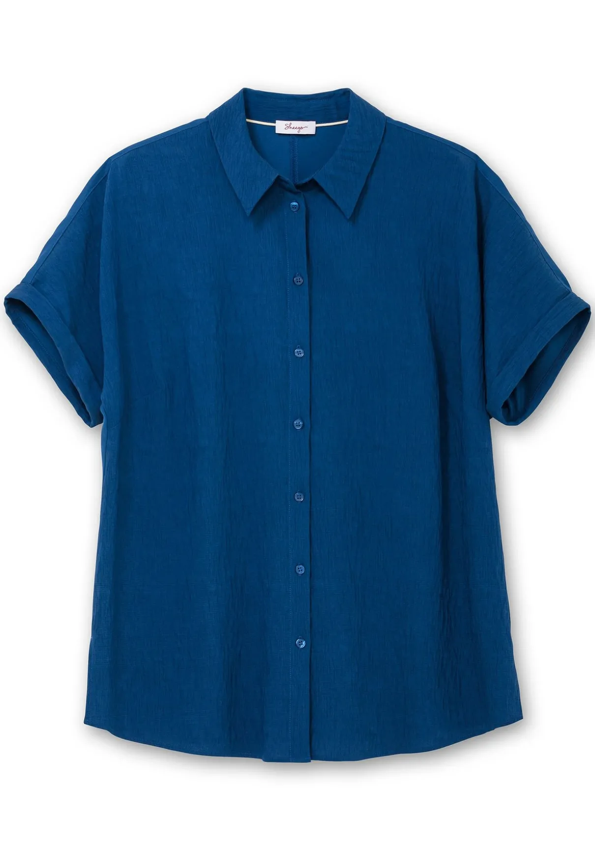 Kurzarm-Hemdbluse im Materialmix