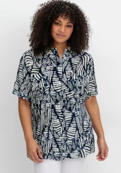 Kurzarm-Hemdbluse mit Alloverdruck