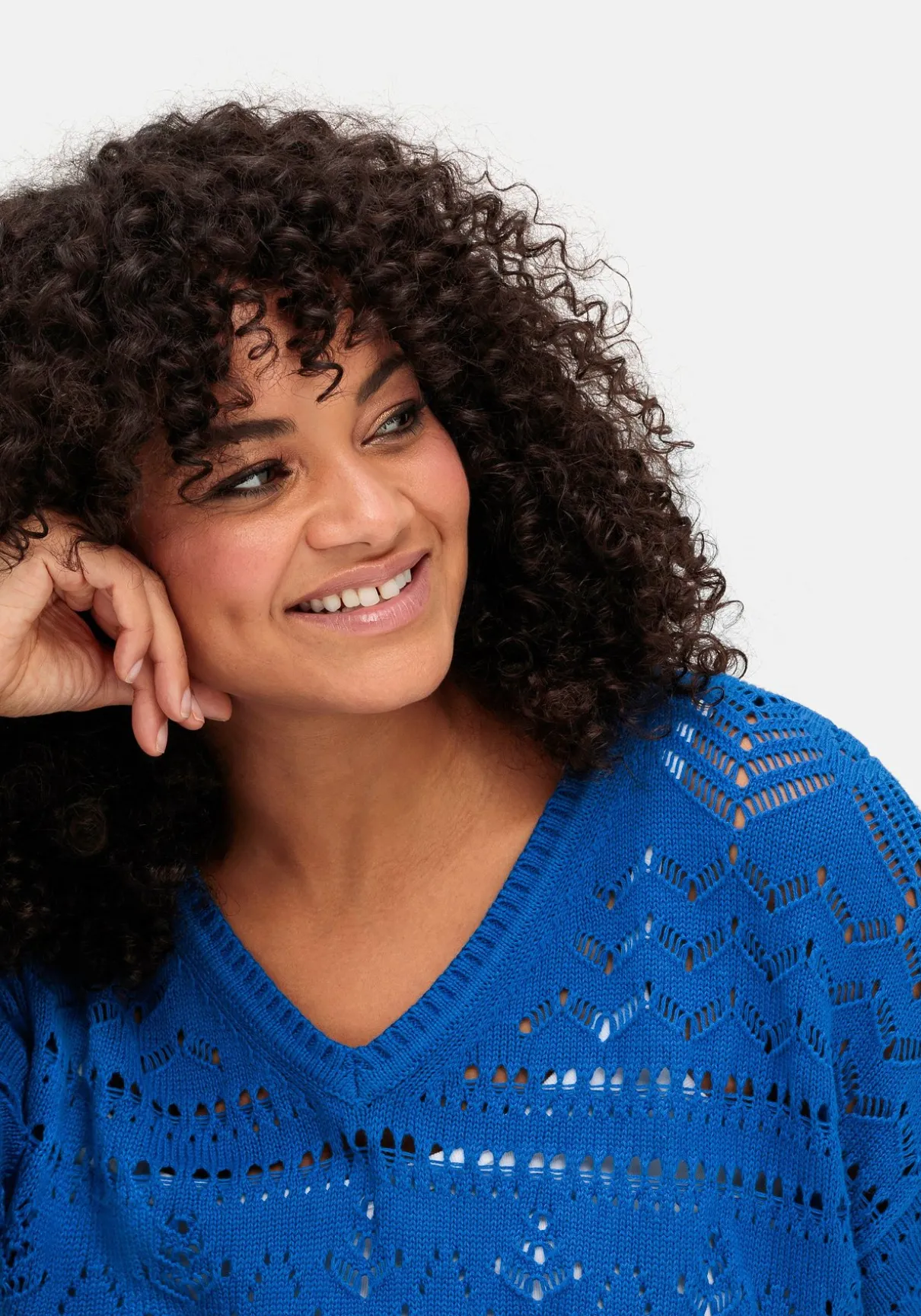 Kurzarm-Pullover im Ajourstrick, in Oversize-Form