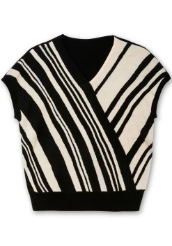 Kurzarm-Pullover mit Jacquard-Streifen