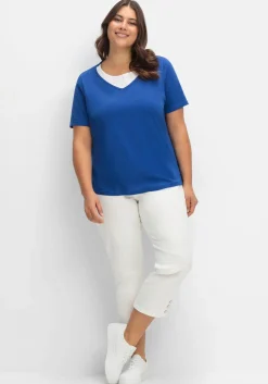 Kurzarmshirt in Layeroptik mit Ziernieten