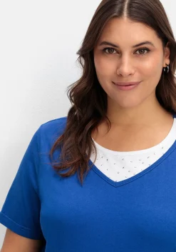 Kurzarmshirt in Layeroptik mit Ziernieten