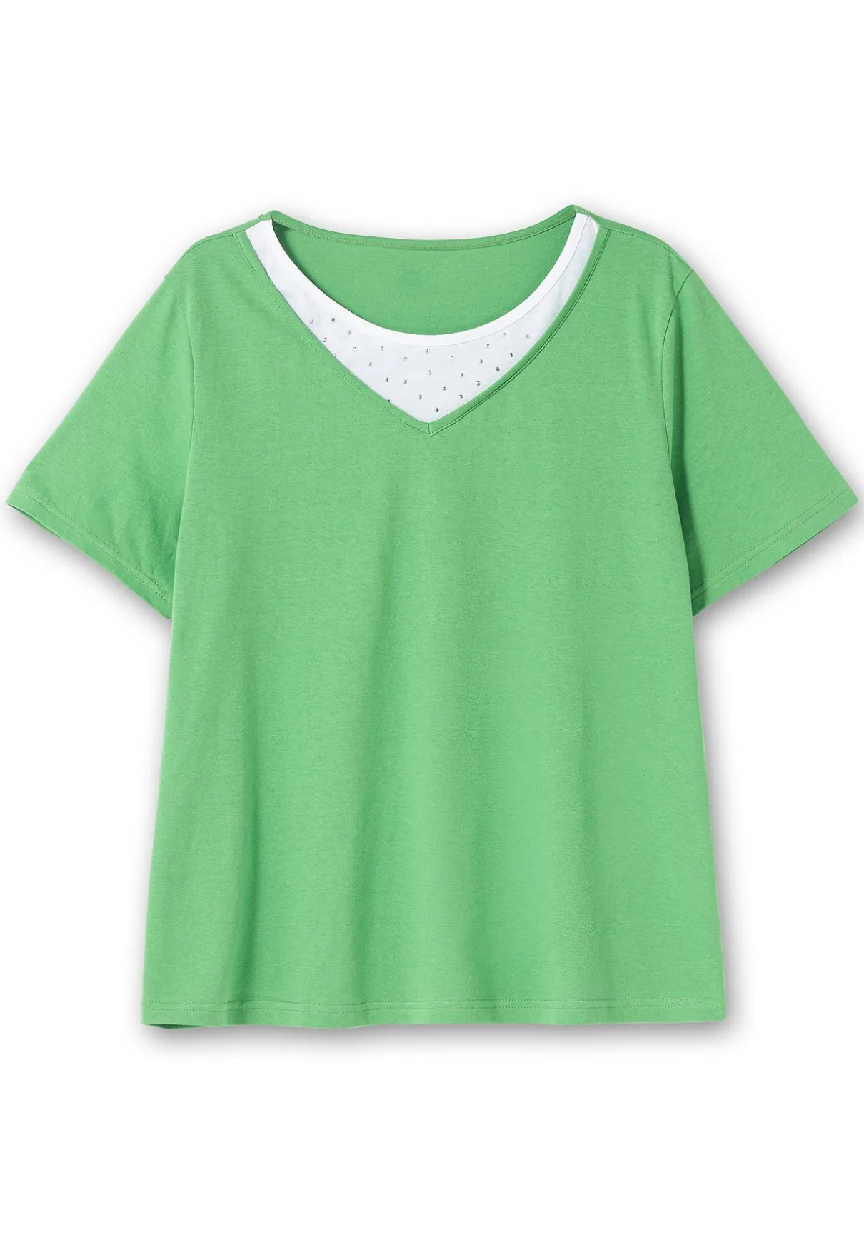 Kurzarmshirt in Layeroptik mit Ziernieten