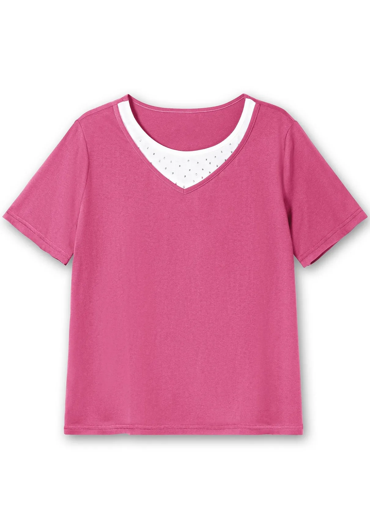 Kurzarmshirt in Layeroptik mit Ziernieten