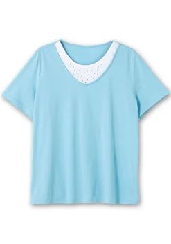 Kurzarmshirt in Layeroptik mit Ziernieten