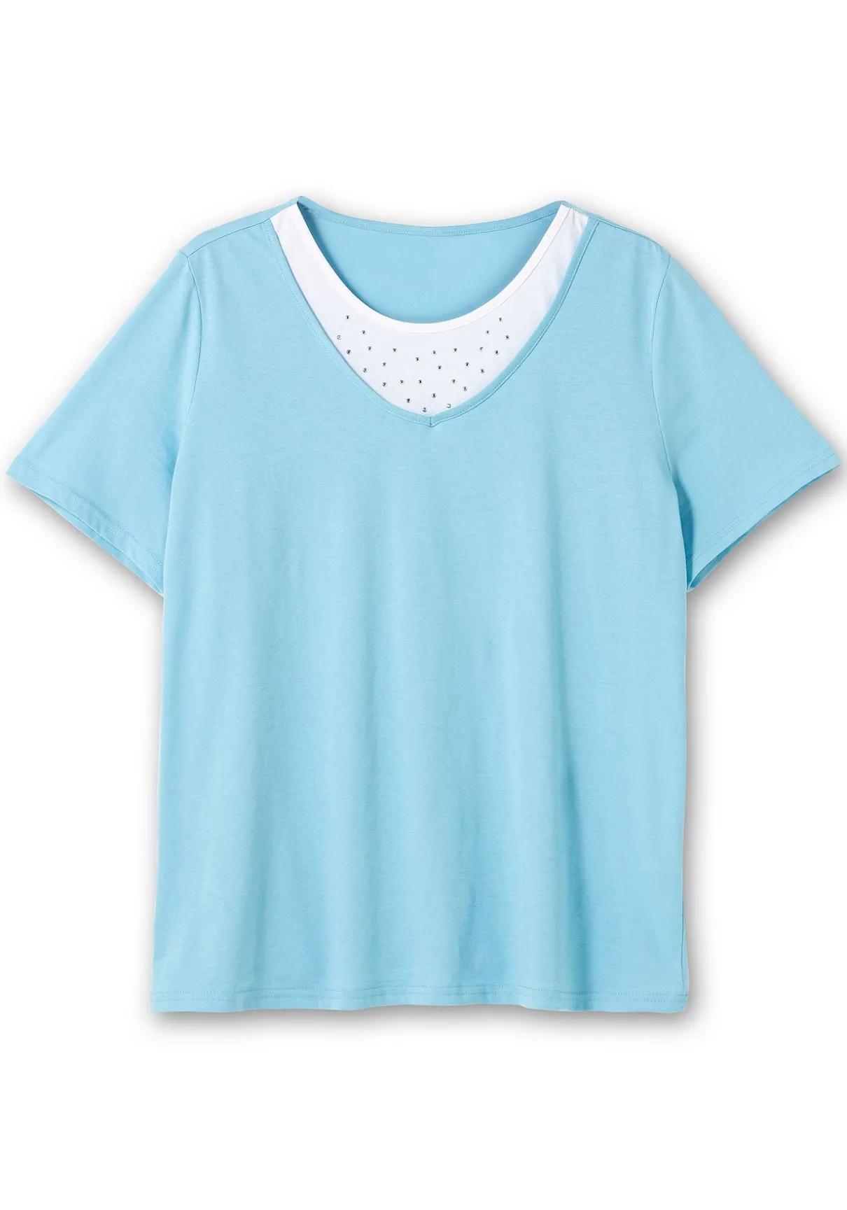 Kurzarmshirt in Layeroptik mit Ziernieten