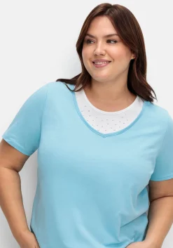 Kurzarmshirt in Layeroptik mit Ziernieten