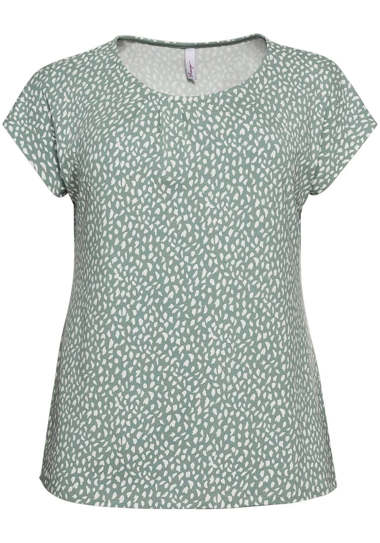 Kurzarmshirt mit Alloverdruck und seitlichen Falten