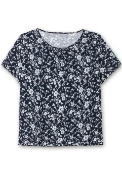 Kurzarmshirt mit Faltendetails am Rundhalsausschnitt