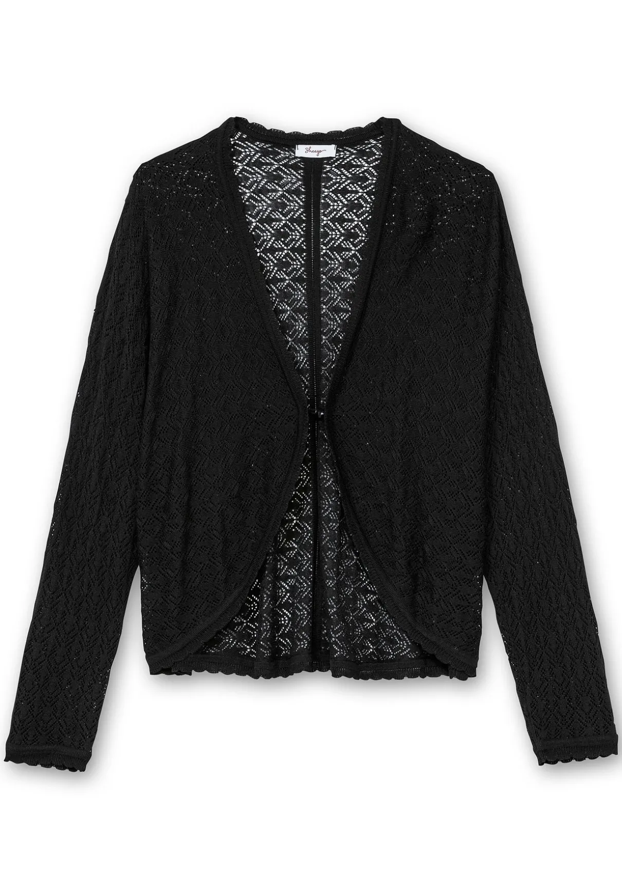 Kurze Ajour-Strickjacke mit Knopfverschluss