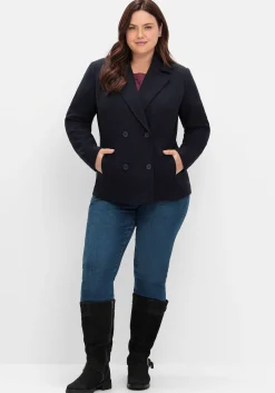 Kurze Cabanjacke mit Reverskragen und Wollanteil