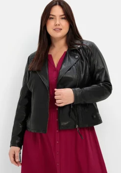 Kurze Lederjacke aus Lammnappa, im Biker-Stil