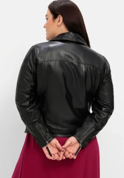 Kurze Lederjacke aus Lammnappa, im Biker-Stil
