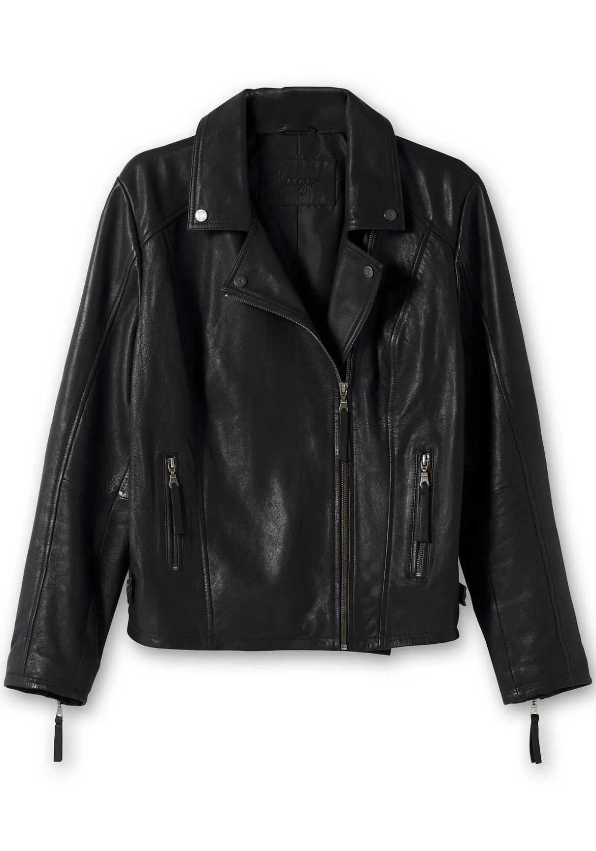 Kurze Lederjacke aus Lammnappa, im Biker-Stil