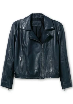 Kurze Lederjacke aus Lammnappa, im Biker-Stil