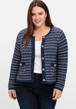 Kurze Strickjacke im Strukturstrick, mit Effektgarn