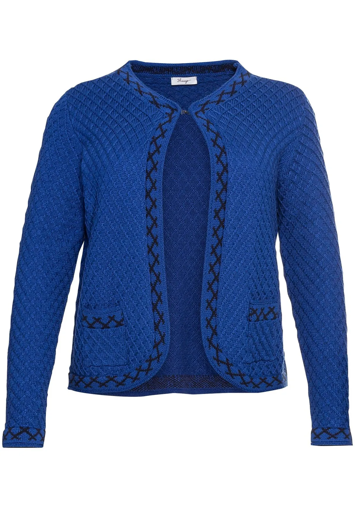 Kurze Trachten-Strickjacke mit Zierborte