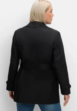 Kurzer Trenchcoat mit Gürtel, wasserabweisend