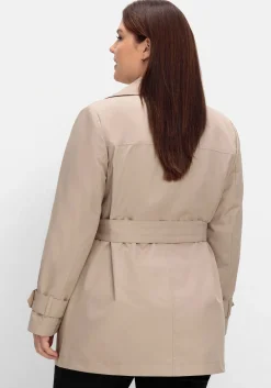 Kurzer Trenchcoat mit Gürtel, wasserabweisend