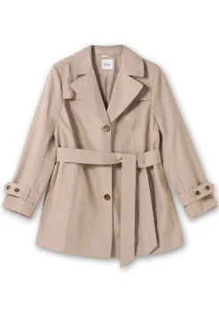 Kurzer Trenchcoat mit Gürtel, wasserabweisend