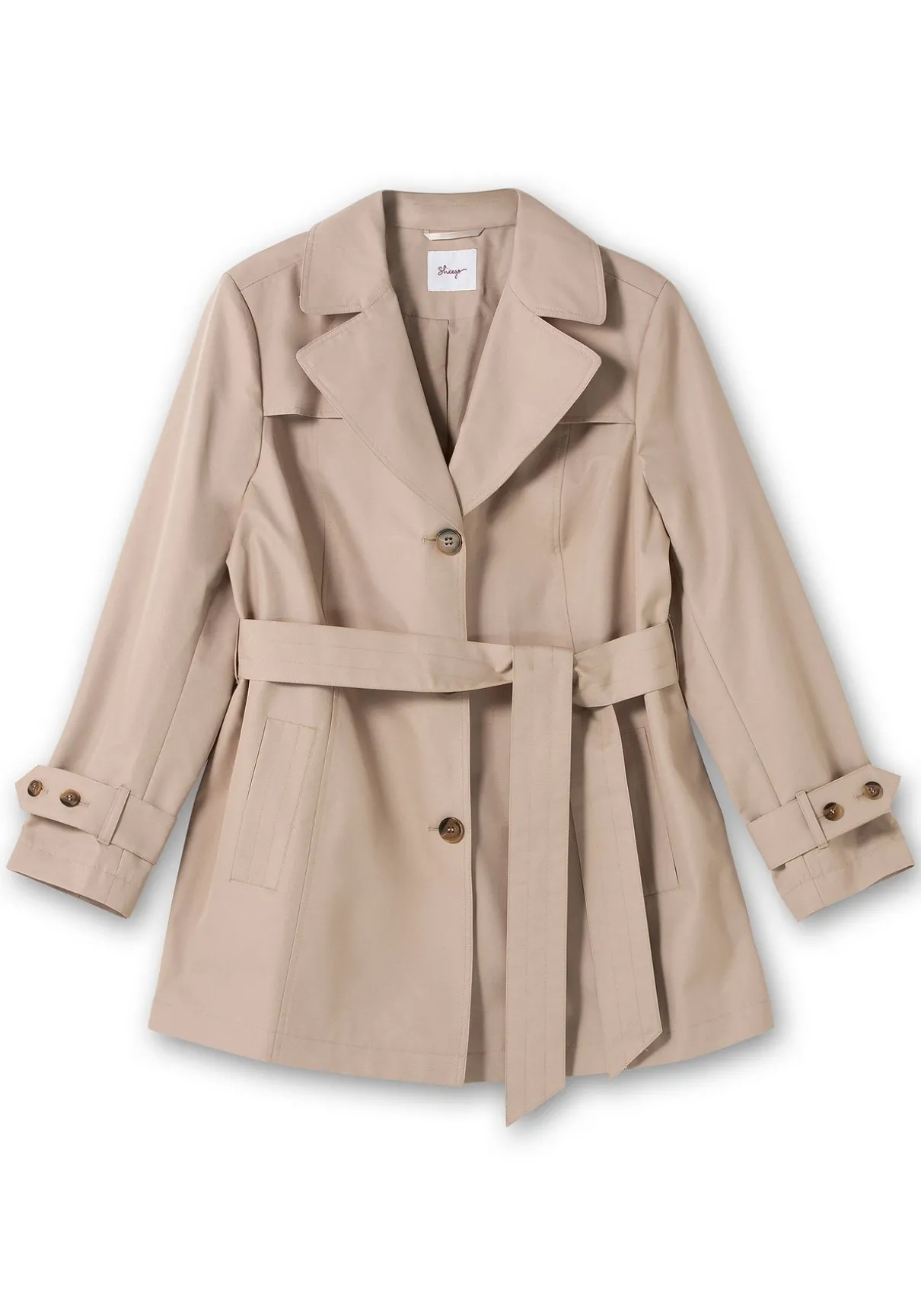 Kurzer Trenchcoat mit Gürtel, wasserabweisend