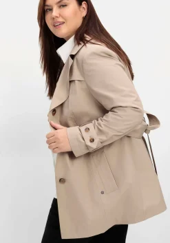 Kurzer Trenchcoat mit Gürtel, wasserabweisend
