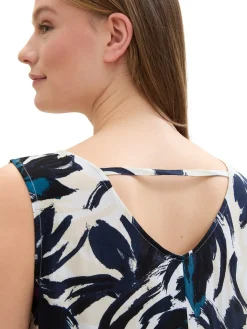 Kurzes ärmelloses Kleid mit Blumenprint