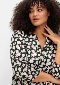 Kurzes Stufenkleid mit Blüten-Alloverdruck