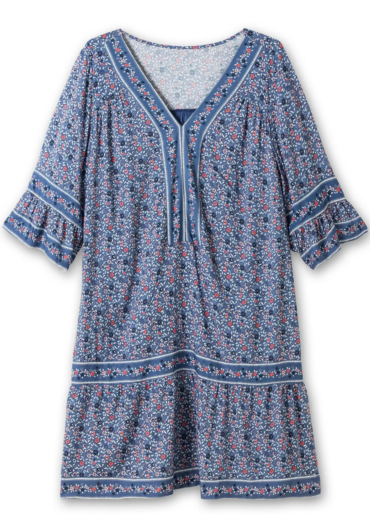 Kurzes Tunikakleid mit Zierband-Details